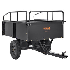 Heavy Duty ATV Trailer Steel Dump Cart, 750-Pound 15 Cubic Feet, Garden Utility Trailer with Removable Sides for Riding Lawn Mower Tractor