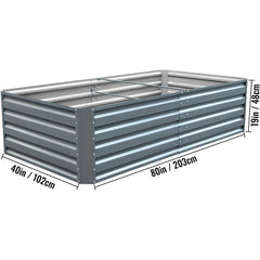 Galvanized Raised Garden Bed, 203 x 102 x 48 cm Metal Planter Box, Gray Steel Plant Raised Garden Bed Kit, Planter Boxes Outdoor for Growing Vegetables,Flowers,Fruits,Herbs,and Succulents
