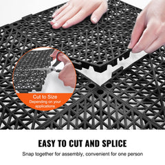 Modular Interlocking Cushion, 50 Pack 30 x 30 cm Splicing Drainage Mats, PVC Interlocking Drainage Floor Tiles, Non-Slip Drainage Holes for Restroom, Bathroom, Kitchen, Pool, Wet Area, Black