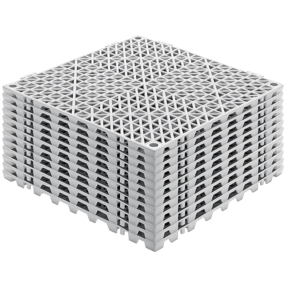 Modular Interlocking Cushion, 12 Pack 30 x 30 cm Splicing Drainage Mats, Soft PVC Interlocking Drainage Floor Tiles, Non-Slip Drainage Holes for Restroom, Bathroom, Kitchen, Pool, Wet Area, Gray