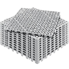 Modular Interlocking Cushion, 12 Pack 30 x 30 cm Splicing Drainage Mats, Soft PVC Interlocking Drainage Floor Tiles, Non-Slip Drainage Holes for Restroom, Bathroom, Kitchen, Pool, Wet Area, Gray