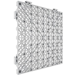 Modular Interlocking Cushion, 12 Pack 30 x 30 cm Splicing Drainage Mats, Soft PVC Interlocking Drainage Floor Tiles, Non-Slip Drainage Holes for Restroom, Bathroom, Kitchen, Pool, Wet Area, Gray