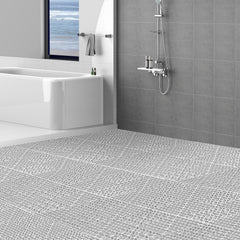 Modular Interlocking Cushion, 50 Pack 30 x 30 cm Splicing Drainage Mats, Soft PVC Interlocking Drainage Floor Tiles, Non-Slip Drainage Holes for Restroom, Bathroom, Kitchen, Pool, Wet Area, Gray