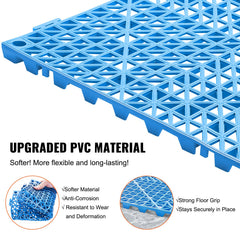 Modular Interlocking Cushion, 55 Pack 30 x 30 cm Splicing Drainage Mats, Soft PVC Interlocking Drainage Floor Tiles, Non-Slip Drainage Holes for Restroom, Bathroom, Kitchen, Pool, Wet Area, Blue