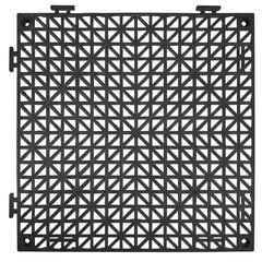 Modular Interlocking Cushion, 12 Pack 30 x 30 cm Splicing Drainage Mats, PVC Interlocking Drainage Floor Tiles, Non-Slip Drainage Holes for Restroom, Bathroom, Kitchen, Pool, Wet Area, Black