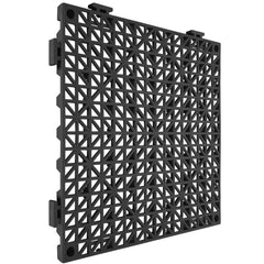 Modular Interlocking Cushion, 12 Pack 30 x 30 cm Splicing Drainage Mats, PVC Interlocking Drainage Floor Tiles, Non-Slip Drainage Holes for Restroom, Bathroom, Kitchen, Pool, Wet Area, Black