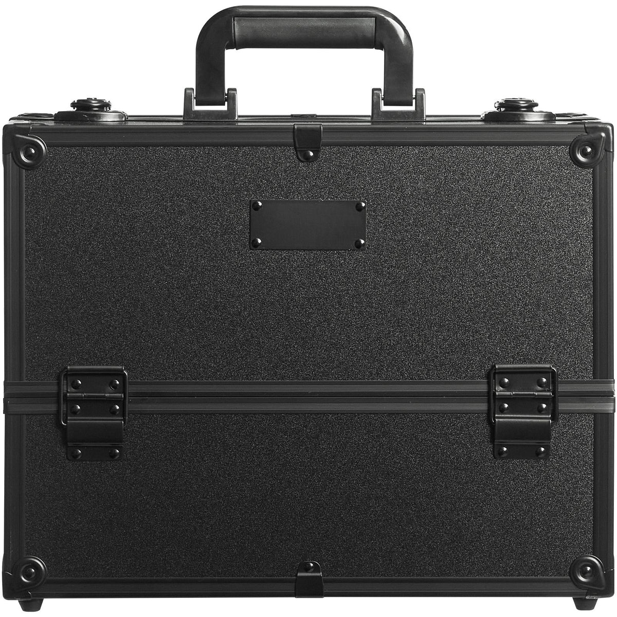 Makeup Train Case 370MM Large Portable Cosmetic Case, 6 Tier Trays Professional Makeup Storage Organizer Box Make Up Carrier with Handle And Strap Travel Case for Women and Girls - Black