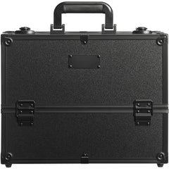 Makeup Train Case 370MM Large Portable Cosmetic Case, 6 Tier Trays Professional Makeup Storage Organizer Box Make Up Carrier with Handle And Strap Travel Case for Women and Girls - Black