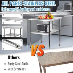 Stainless Steel Work Prep Table Commercial Food Prep Table 30x30x36in