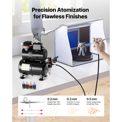 Airbrush Kit Air Brush Kit 1/6 HP Air Compressor Tank 1 Airbrush 3 Tips