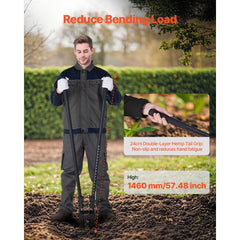 Post Hole Digger, Heavy Duty Post Hole Digger with Fiberglass Handle, Manual Hole Digger with Scale Markings and Metal Blade, Post Hole Digger Tool for Digging Gardening and Outdoors, 1460 mm