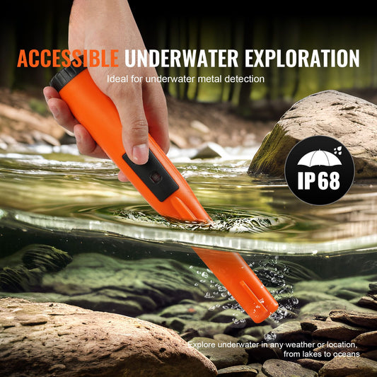 Metal Detector Pinpointer, IP68 Fully Waterproof Handheld Pin Pointer Wand, 11.4 cm Detection Depth, 3 Modes, Professional Treasure Hunting Probe with Holster and 9V Battery, for Adults and Kids
