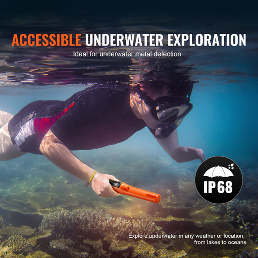 Metal Detector Pinpointer IP68 Waterproof Handheld Detector Wand with LCD