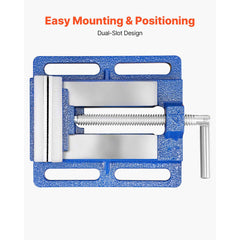 Drill Press Vise, 4 Inch Jaw Width, Portable Bench Vise, Slotted Base for Easy Installation, Durable Cast Iron Construction, Workbench Vice, for Woodworking, Metalworking, Drilling, and Cutting