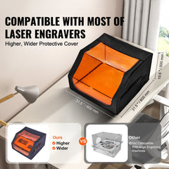 Laser Engraver Enclosure, 800 x 800 x 500 mm, Flame Retardant and Fireproof Protective Cover, with Exhaust Fan and Pipe, Insulates Smoke, Noise and Eye Protection, Fits for Most Laser Engraver