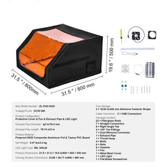 Laser Engraver Enclosure, 800 x 800 x 500 mm, Flame Retardant and Fireproof Protective Cover, with Exhaust Fan and Pipe, Insulates Smoke, Noise and Eye Protection, Fits for Most Laser Engraver