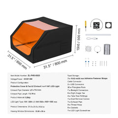 Laser Engraver Enclosure, 800 x 800 x 500 mm, Flame Retardant and Fireproof Protective Cover, with Exhaust Fan and Pipe, Insulates Smoke, Noise and Eye Protection, Fits for Most Laser Engraver