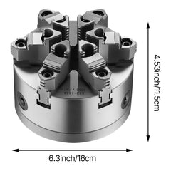 6-Jaw Lathe Chuck, 6 Inch (160 mm), Self-Centering Chuck with D1-4 Cam Lock Backing Plate, 0.12-5.71 in (3-145 mm) Clamping Range with T-wrench Screws, HT300 Material, for Wood Metal Lathe