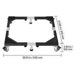 Fridge Stand Mobile Base, 1200 lbs Load Capacity, Washing Machine Stand with 8 Locking Twin Wheels and 4 Brakes, 23-36.6 Inches Adjustable Furniture Dolly for Washer, Refrigerator and Dryer