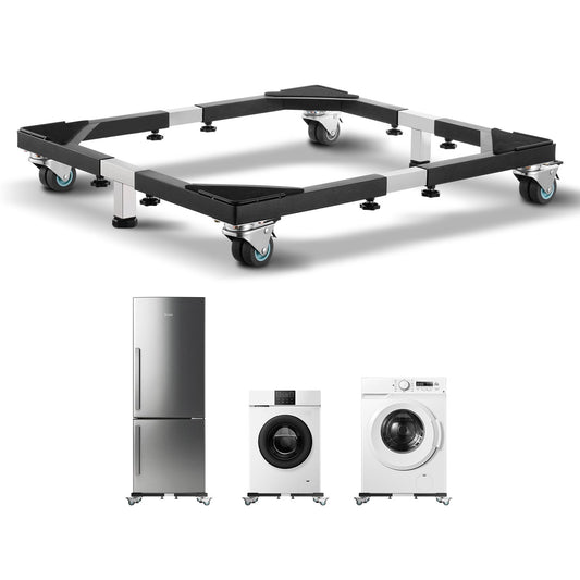 Fridge Stand Mobile Base, 1200 lbs Load Capacity, Washing Machine Stand with 8 Locking Twin Wheels and 4 Brakes, 23-36.6 Inches Adjustable Furniture Dolly for Washer, Refrigerator and Dryer