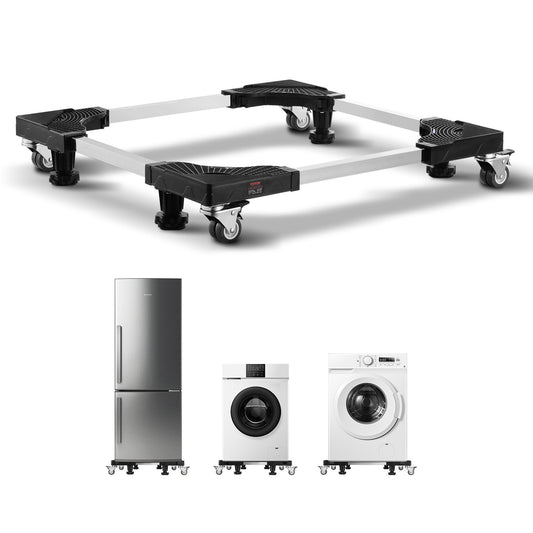 Fridge Stand Mobile Base, 1100 lbs Load Capacity, Washing Machine Stand with 8 Locking Twin Wheels and 4 Brakes, 27.5 -35.4 Inches Adjustable Furniture Dolly for Washer, Refrigerator and Dryer