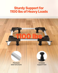 Fridge Stand Mobile Base, 1100 lbs Load Capacity, Washing Machine Stand with 8 Locking Twin Wheels and 4 Brakes, 27.5 -35.4 Inches Adjustable Furniture Dolly for Washer, Refrigerator and Dryer