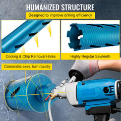 Dry Core Drill Bit, 88.9 mm Diameter 11 Threaded, 241.3mm Depth Diamond Coring Bore Tool with a Pilot Bit & Blade, Masonry Hole Saw Bits for Hard Concrete Brick