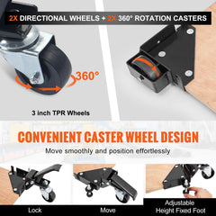 Mobile Base, 181.4 kg Capacity, Adjustable from 241.3 x 241.3 mm to Infinity, Heavy Duty Universal Mobile Base Stand with Swivel Wheels, for Woodworking Equipment, Bandsaw, Power Tools, Machines
