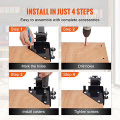 Mobile Base, 181.4 kg Capacity, Adjustable from 241.3 x 241.3 mm to Infinity, Heavy Duty Universal Mobile Base Stand with Swivel Wheels, for Woodworking Equipment, Bandsaw, Power Tools, Machines
