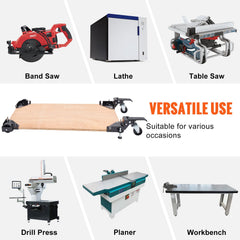 Mobile Base, 181.4 kg Capacity, Adjustable from 241.3 x 241.3 mm to Infinity, Heavy Duty Universal Mobile Base Stand with Swivel Wheels, for Woodworking Equipment, Bandsaw, Power Tools, Machines