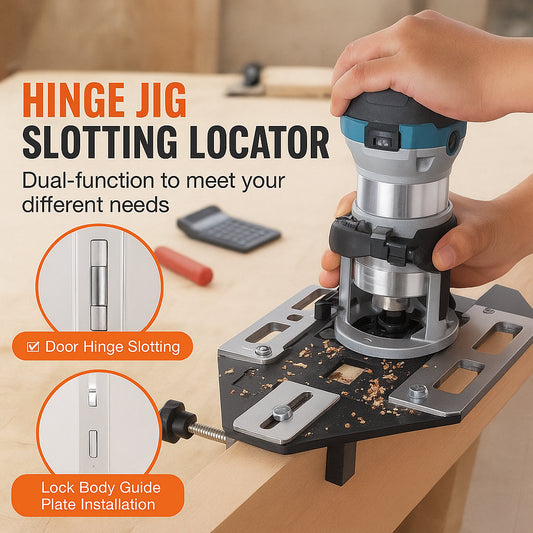 Door Hinge Jig, Aluminum Alloy Woodworking Hole Opener, Slotting Locator, Flexible Wooden Door Hinge Hole Guide, Hinge Template Jig for Door Hinge Groove and Door Lock Installation