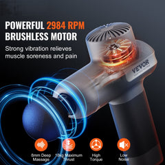 Massage Gun Deep Tissue, Percussion Muscle Massager for Athletes - with 5 Speed Levels & 6 Massage Heads, 7.4V 2500mAh Batteries, Handheld Electric Massage Gun for Pain Relief, Muscle Relaxation