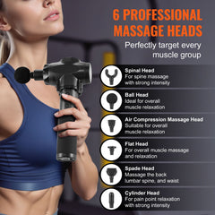 Massage Gun Deep Tissue, Percussion Muscle Massager for Athletes - with 9 Speed Levels & 6 Massage Heads, 24V 2500mAh Batteries, Handheld Electric Massage Gun for Pain Relief, Muscle Relaxation