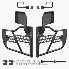 Jeep Tube Doors, 2-Door, Hunting Style Jeep Tubular Door with Heavy-Duty Hinges & OE Latch, Jeep Doors with Rear View Mirrors, Fit for 2018-2024 Jeep Wrangler JL & 2020-2024 Jeep Gladiator JT