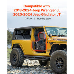 Jeep Tube Doors, 2-Door, Hunting Style Jeep Tubular Door with Heavy-Duty Hinges & OE Latch, Jeep Doors with Rear View Mirrors, Fit for 2018-2024 Jeep Wrangler JL & 2020-2024 Jeep Gladiator JT