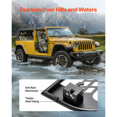 Jeep Tube Doors, 2-Door, Hunting Style Jeep Tubular Door with Heavy-Duty Hinges & OE Latch, Jeep Doors with Rear View Mirrors, Fit for 2018-2024 Jeep Wrangler JL & 2020-2024 Jeep Gladiator JT