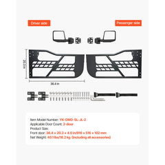 Jeep Tube Doors, 2-Door, Hunting Style Jeep Tubular Door with Heavy-Duty Hinges & OE Latch, Jeep Doors with Rear View Mirrors, Fit for 2018-2024 Jeep Wrangler JL & 2020-2024 Jeep Gladiator JT
