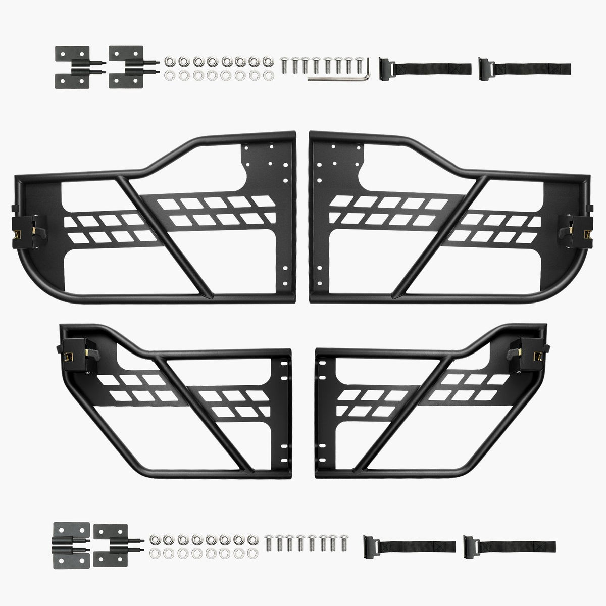 Jeep Tube Doors, 4-Door, Hunting Style Jeep Tubular Door with Heavy-Duty Hinges & OE Latch, Jeep Doors with Rubber Pads, Fit for 2018-2024 Jeep Wrangler JL & 2020-2024 Jeep Gladiator JT