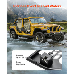 Jeep Tube Doors, 4-Door, Hunting Style Jeep Tubular Door with Heavy-Duty Hinges & OE Latch, Jeep Doors with Rubber Pads, Fit for 2018-2024 Jeep Wrangler JL & 2020-2024 Jeep Gladiator JT