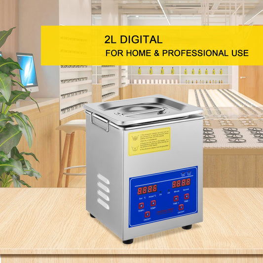 Ultrasonic Cleaner 2L Jewelry Cleaning with Digital Timer Ultrasonic Cleaning Machine for Jewellery Rings Watches Eyeglasses Dentures Coins Metal Parts Commercial and Home Use