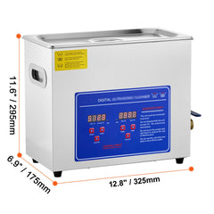 Brand New 6 Liter Stainless Steel Digital Ultrasonic Cleaner w/ Bracket & Drainage System