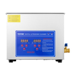 Ultrasonic Cleaner 10L Jewelry Cleaning with Digital Timer Ultrasonic Cleaning Machine for Jewellery Rings Watches Eyeglasses Dentures Coins Metal Parts Commercial and Home Use Silver
