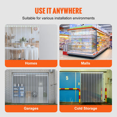 Strip Curtain, 164' Length x 8" Width x 0.08" Thickness, Clear Ribbed PVC Curtain Strip Door Bulk Roll, Plastic Door Strips for Doorways of Supermarket, Garage, Warehouse, Barn, Pet Animal House