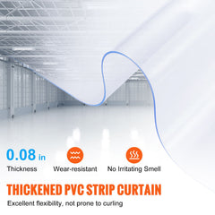 Strip Curtain, 5000 cm Length x 20 cm Width x 2 mm Thickness, Clear PVC Smooth Curtain Strip Door Bulk Roll, Plastic Door Strips for Doorways of Supermarket, Garage, Warehouse, Barn, Pet House