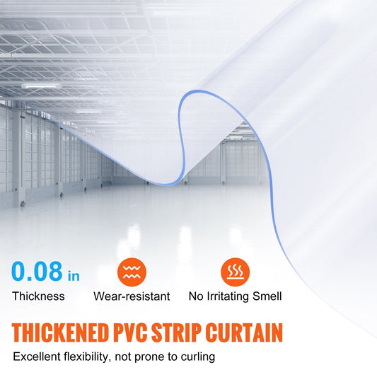 Strip Curtain, 5000 cm Length x 20 cm Width x 2 mm Thickness, Clear PVC Smooth Curtain Strip Door Bulk Roll, Plastic Door Strips for Doorways of Supermarket, Garage, Warehouse, Barn, Pet House