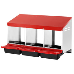 Chicken Nest Box, 3-Compartment, 15 to 30 in Stable & Corrosion-Resistant Metal Nesting Boxes with Inclined Nesting Boxes, Bottom Holes & Resting Platform, Fit for Different Chicken Breeds