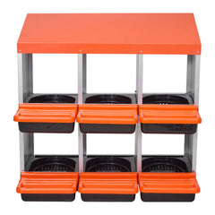 2 Tiers Chicken Nesting Boxes, 6 Compartments, Metal Egg Laying Boxes with Protective Collection Lids, Roll Out Nesting Box, Easy to Assemble, Ideal for Hens, Ducks, Chickens, and Other Poultry