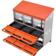 2 Tiers Chicken Nesting Boxes, 6 Compartments, Metal Egg Laying Boxes with Protective Collection Lids, Roll Out Nesting Box, Easy to Assemble, Ideal for Hens, Ducks, Chickens, and Other Poultry