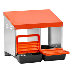 Chicken Nesting Boxes, 2 Compartments, Easy Egg Collection, Wall Mount, Easy to Assemble, Galvanized Steel and High-Strength Plastic, Roll Away Nesting Boxes for Chickens Laying Eggs, Orange