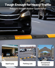 1000MM Rubber Speed Bump, 2 Pack, 2 Channel Heavy Duty Traffic Speed Hump, 9,979 kg/Axle Load Capacity, Cable Protector Ramp with Expansion Screws, for Asphalt Concrete Gravel Driveway and Road